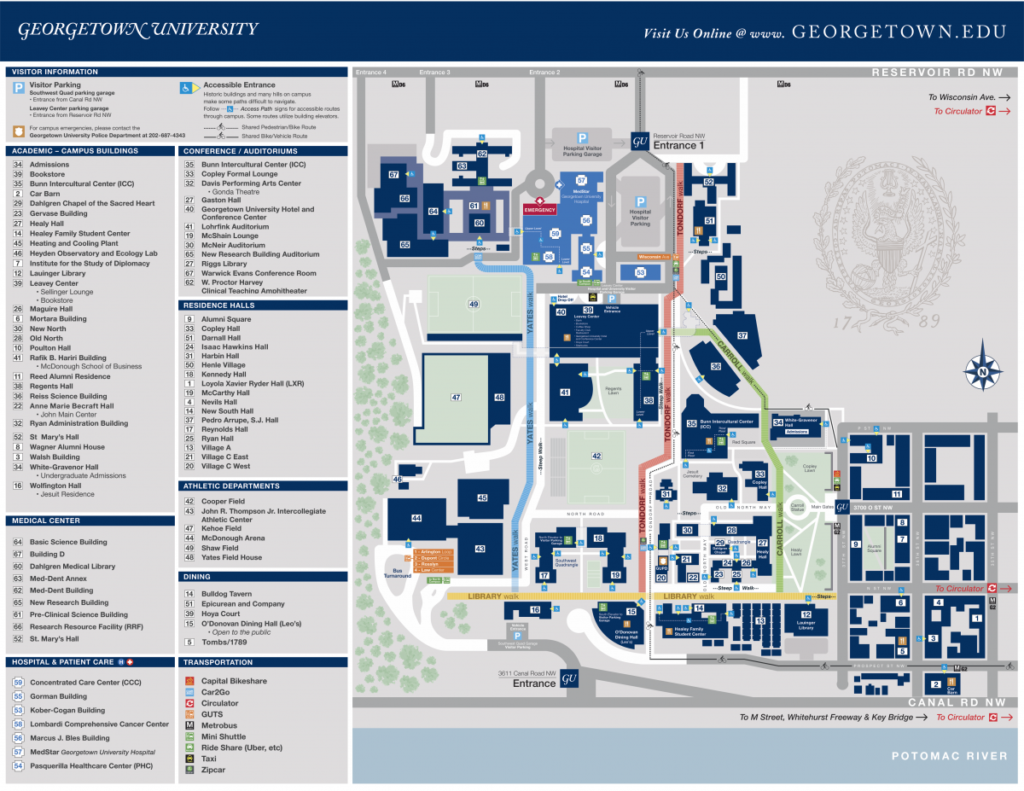 Georgetown University Campus Map Campus Map | Student Centers | Georgetown University